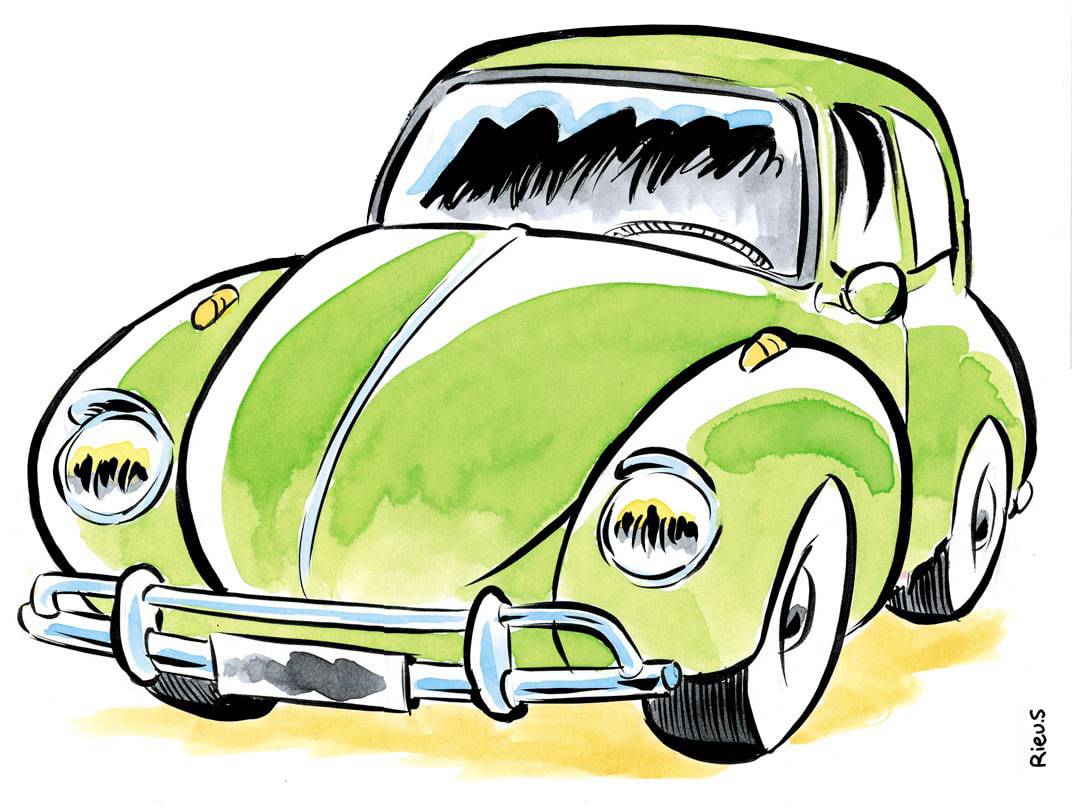 Dessin style coloriage d'une Volkswagen Coccinelle