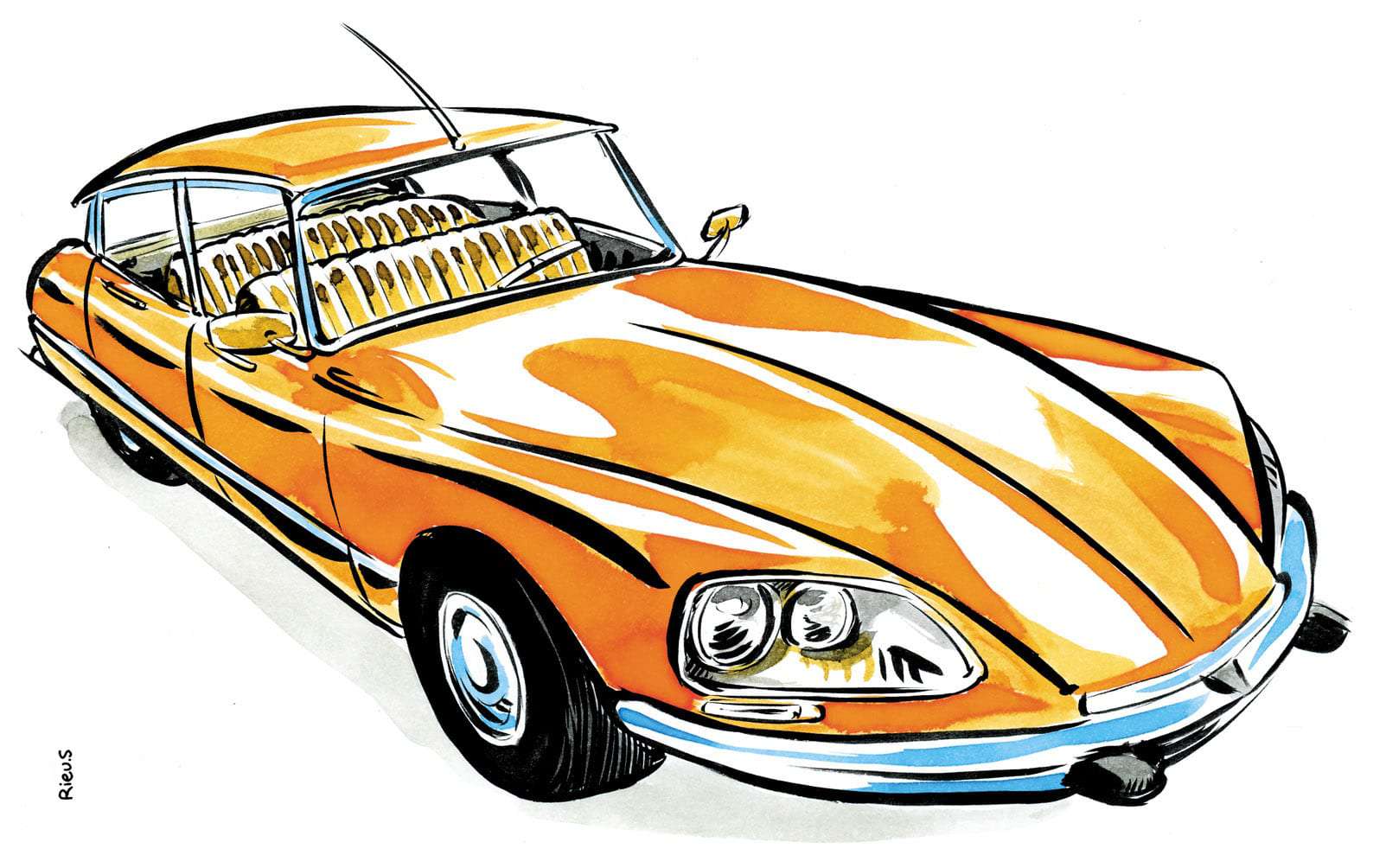 Dessin style coloriage d'une Citroën DS