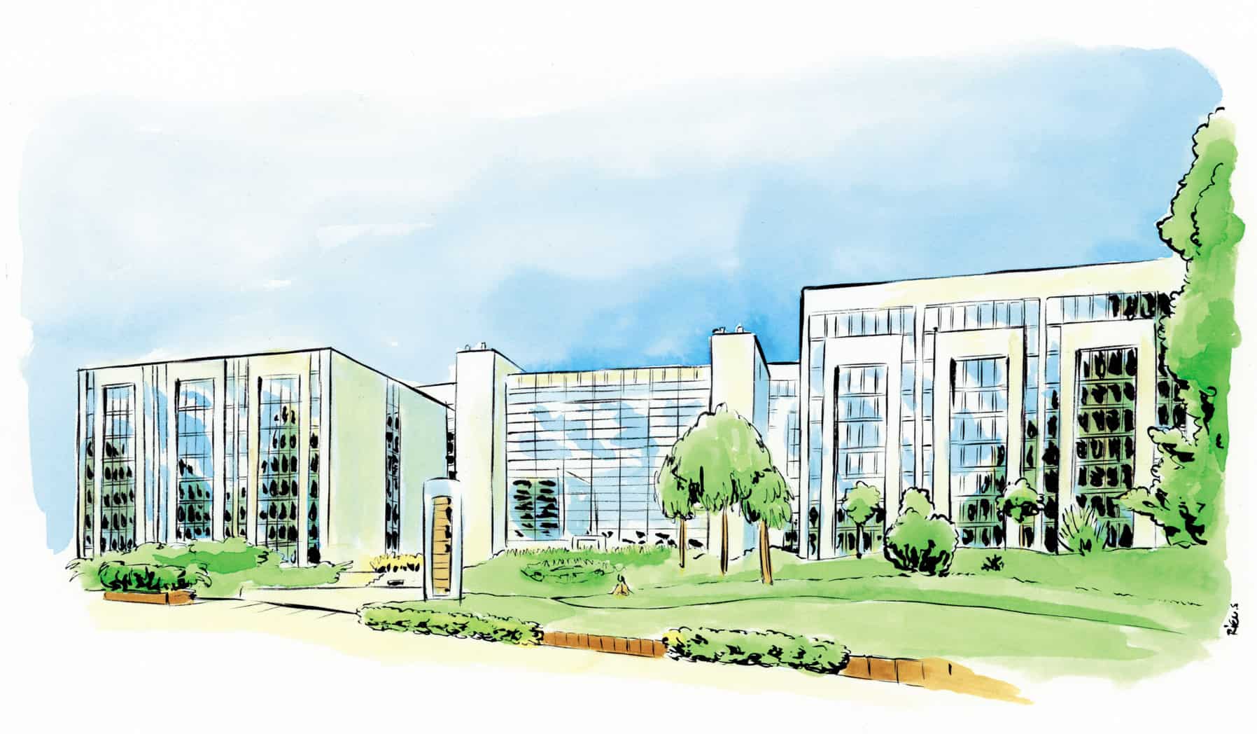 Aquarelle architecture moderne
