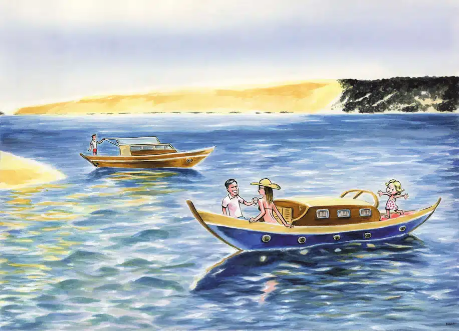 Pinasse Bassin d'Arcachon — aquarelle Sébastien Rieu