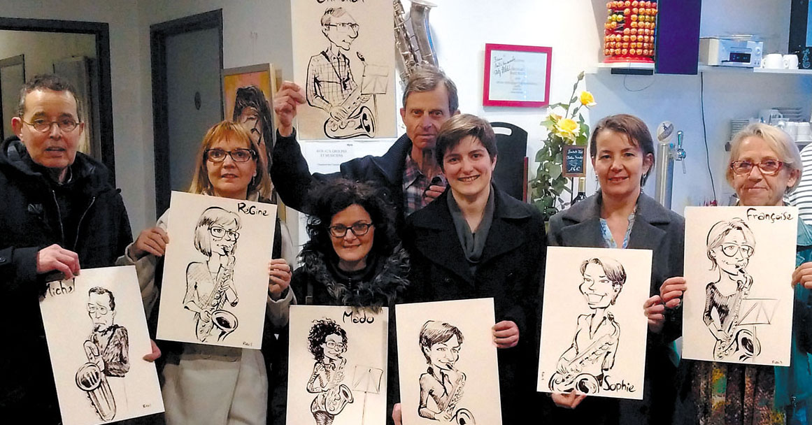 [Image d'une caricature de deux saxophonistes]