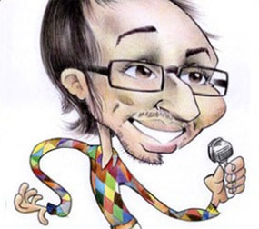 Caricatures de Christophe Willem aux crayons de couleurs