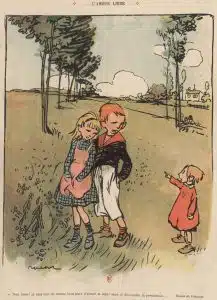 L'amour libre Dessin couleur de Poulbot pour l'Assiette au Beurre