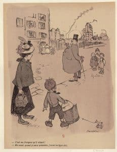 Un vieux bourgeois attends une jeune fille, satyre sociale de Poulbot