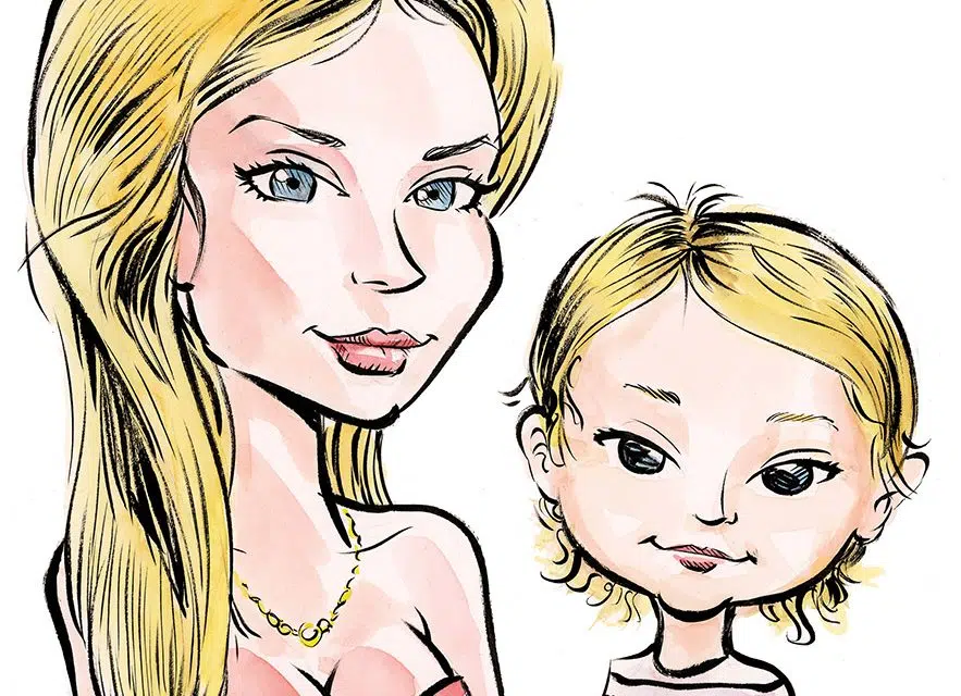 Caricature of a godmother and her goddaughter