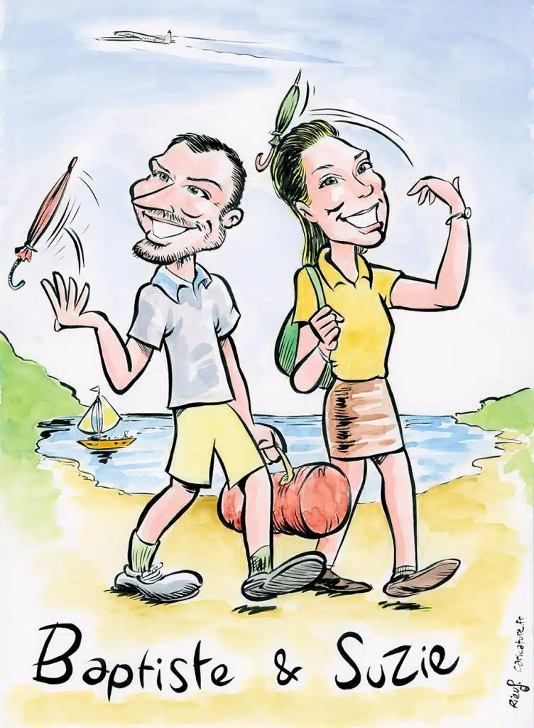 Caricature sur le thème des vacances