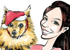 Icône de caricature d'après photo d'une femme avec son chien