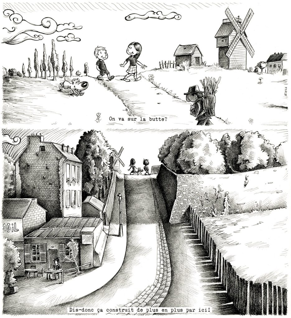 Illustration de la butte Montmartre tirée de la BD