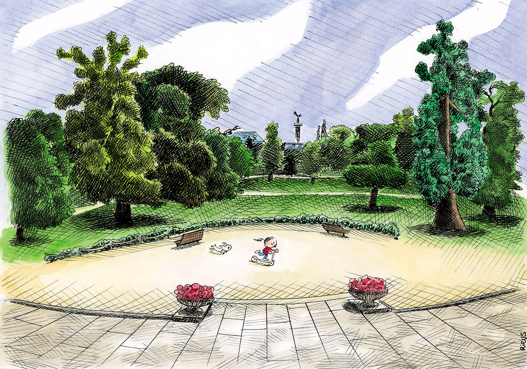 Caricature du Jardin Public de Bordeaux
