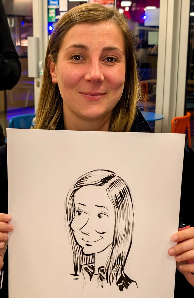 [Image d'une caricature d'une jeune fille souriante]