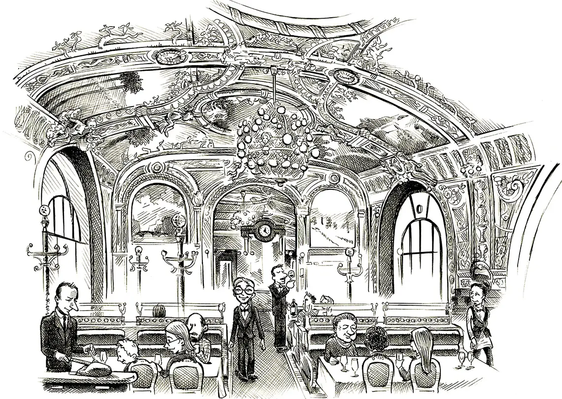 Caricature du Train Bleu