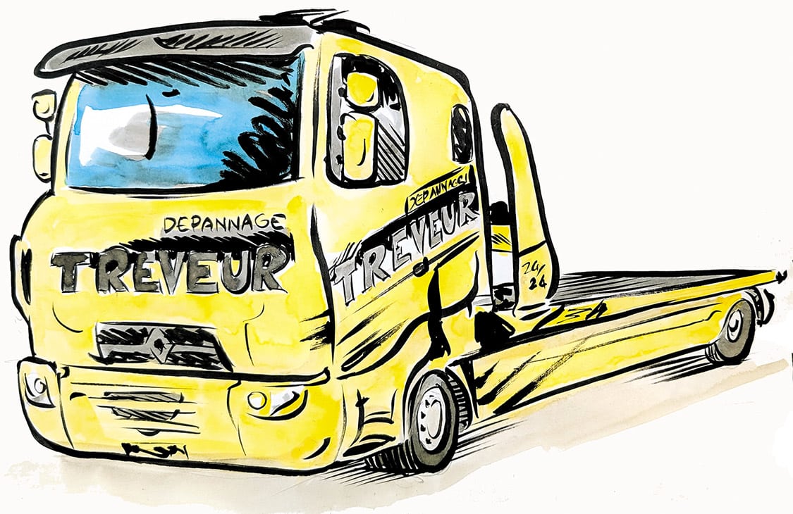 Caricature d'un camion de dépannage