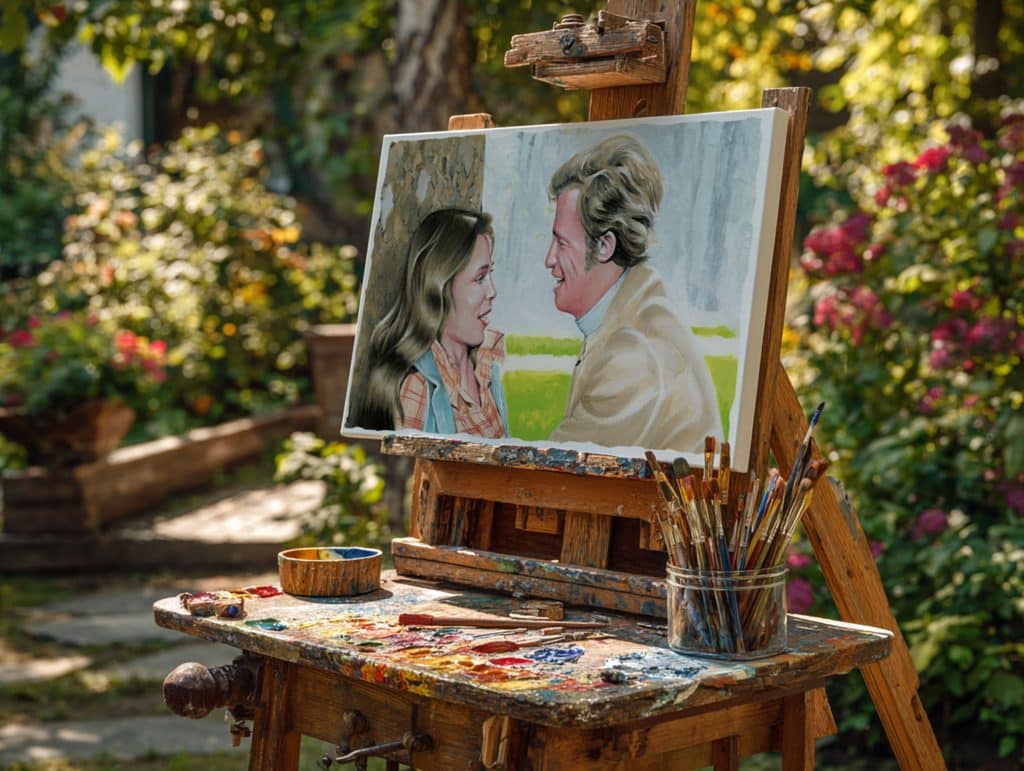 Peinture de Jean-Paul Belmondo et Jacqueline Bisset