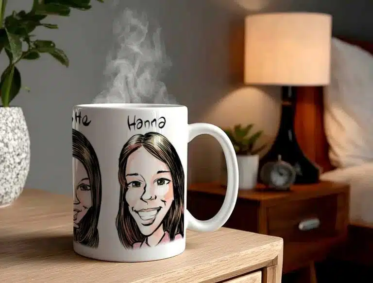 Mug caricature dans une chambre d'enfant.
