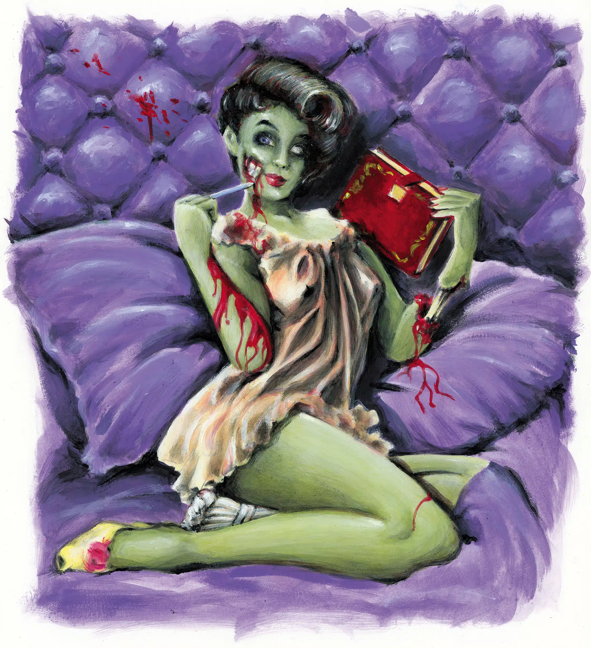 Peinture d'une pin-up zombie