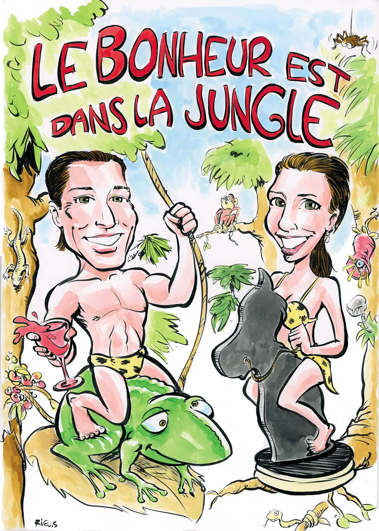 Cadeaux d'Entreprise Artistiques 14 Dessin original sur le thème de la jungle