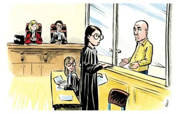 Dessin du procès de Mounir Boutaa