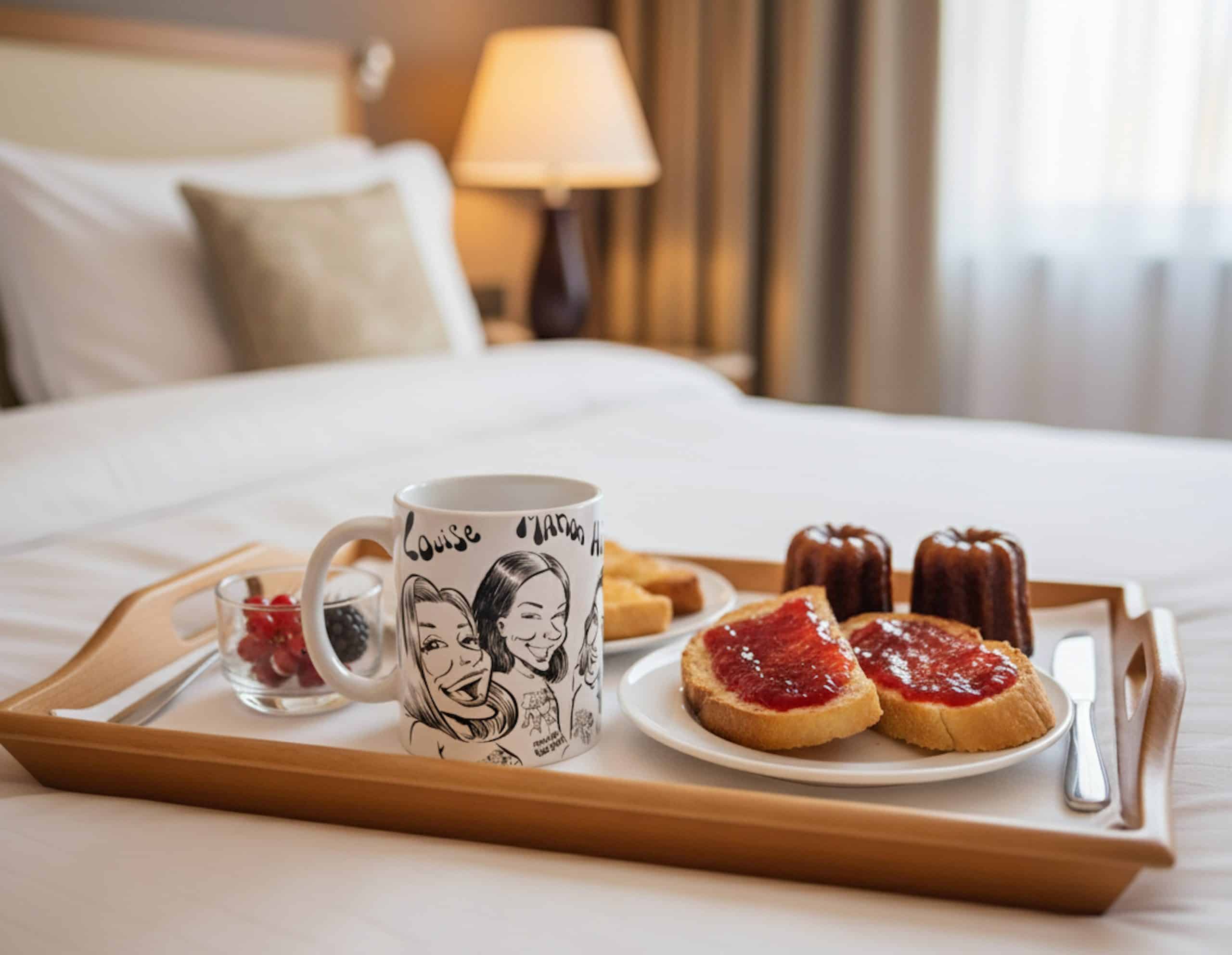 Mug caricature avec des canelés de Bordeaux