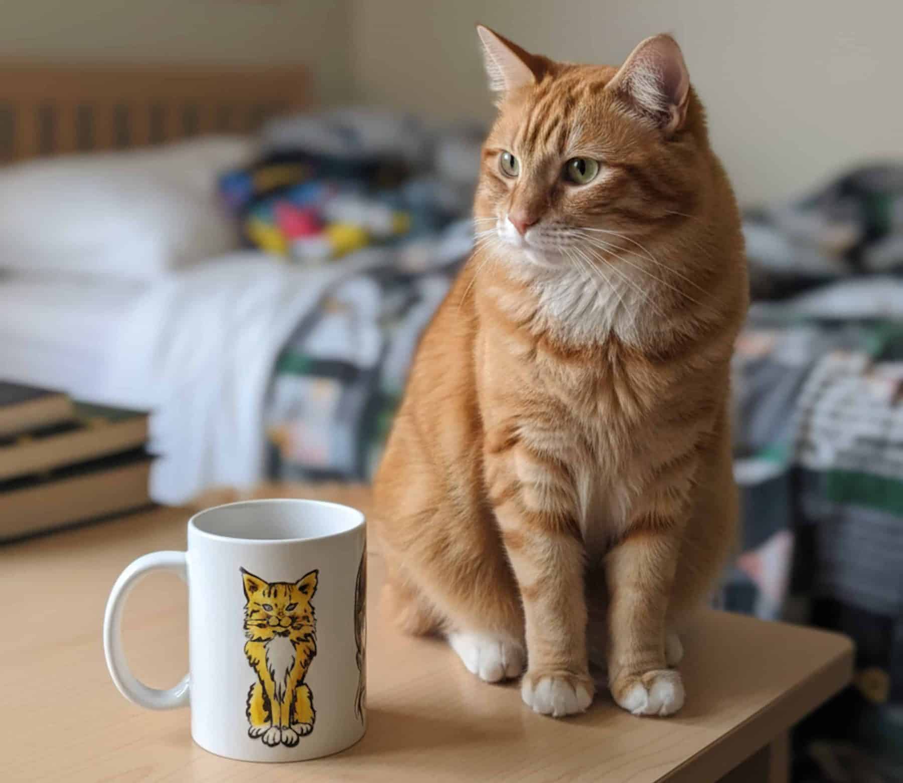 Mug avec une caricature de chat