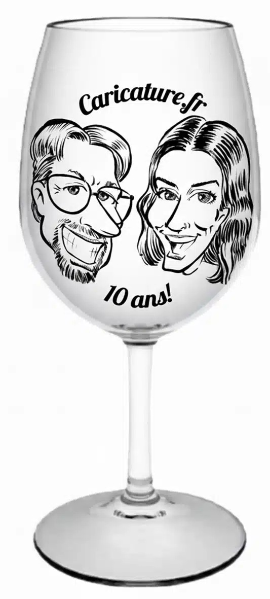 Verre de vin personnalisé noir et blanc