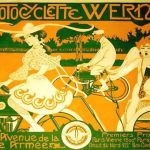 Titre : La Motocyclette Werner (affiche). Artiste : Auguste Roubille. Année : 1905. Affiche publicitaire conçue par Auguste Roubille pour