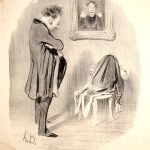 Le terme dégommé signifie renvoyé, limogé. Il s'agit d'une caricature politique montrant un personnage, probablement un ministre ou un haut fonctionnaire, qui vient de perdre son poste. Sa posture déconfite et l'air narquois de ses interlocuteurs sont typiques de la manière dont Daumier illustre les revers de fortune politiques.