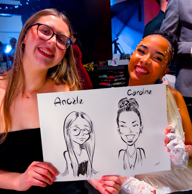 Caricaturiste en action lors d'un événement d'entreprise — animation live corporate