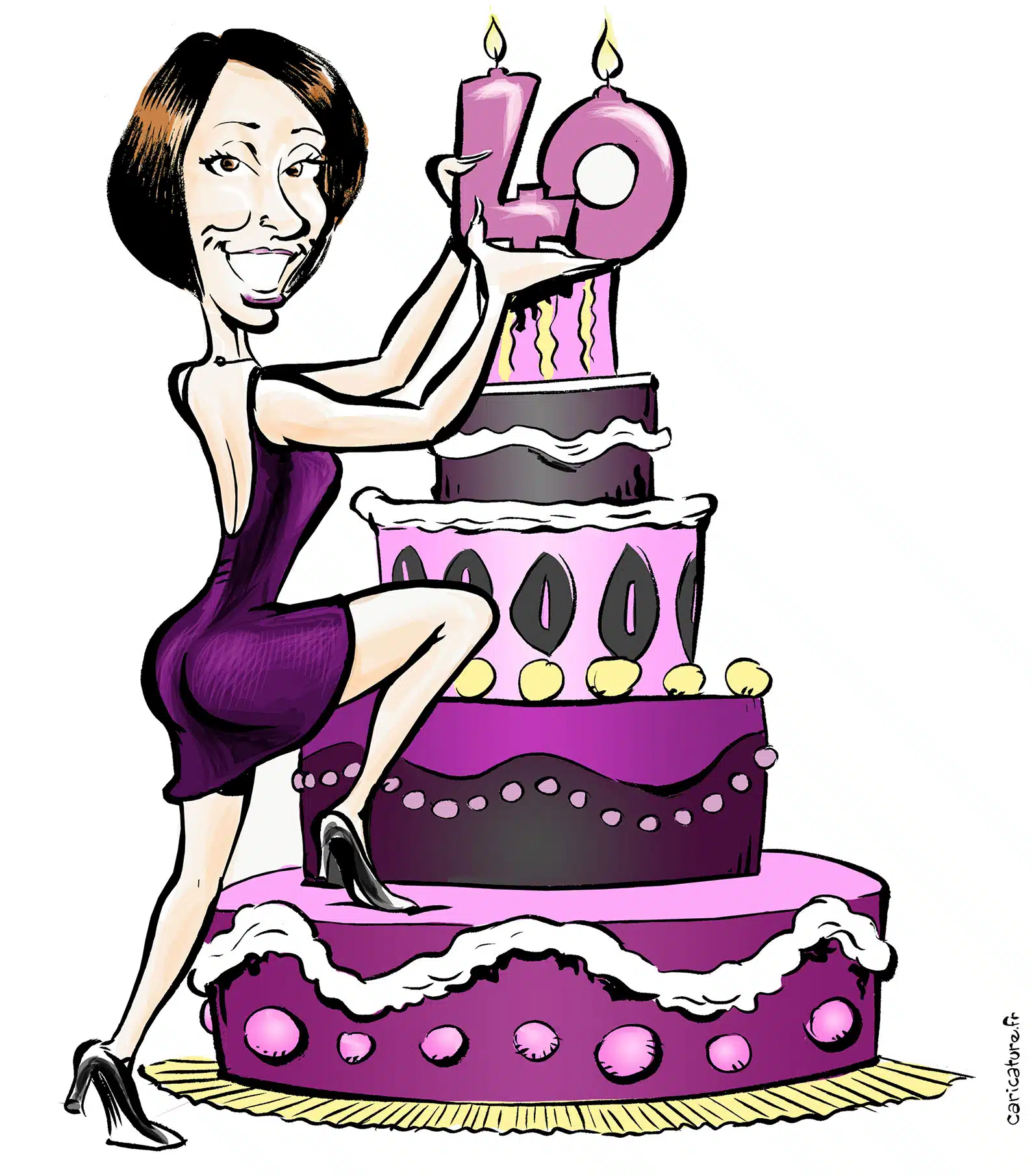 Portrait anniversaire illustré, cadeau bureau