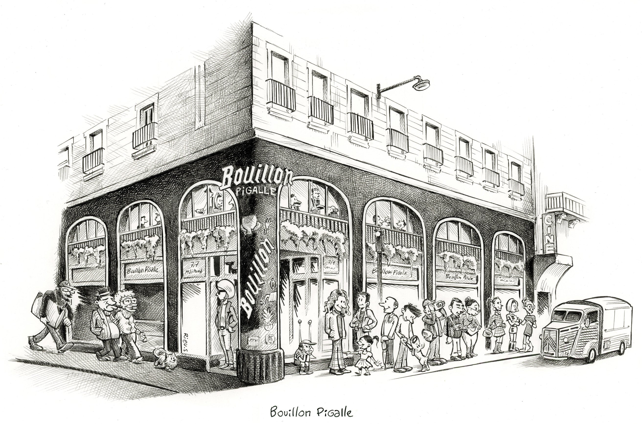 Bouillon Pigalle Paris — encre de Chine Sébastien Rieu