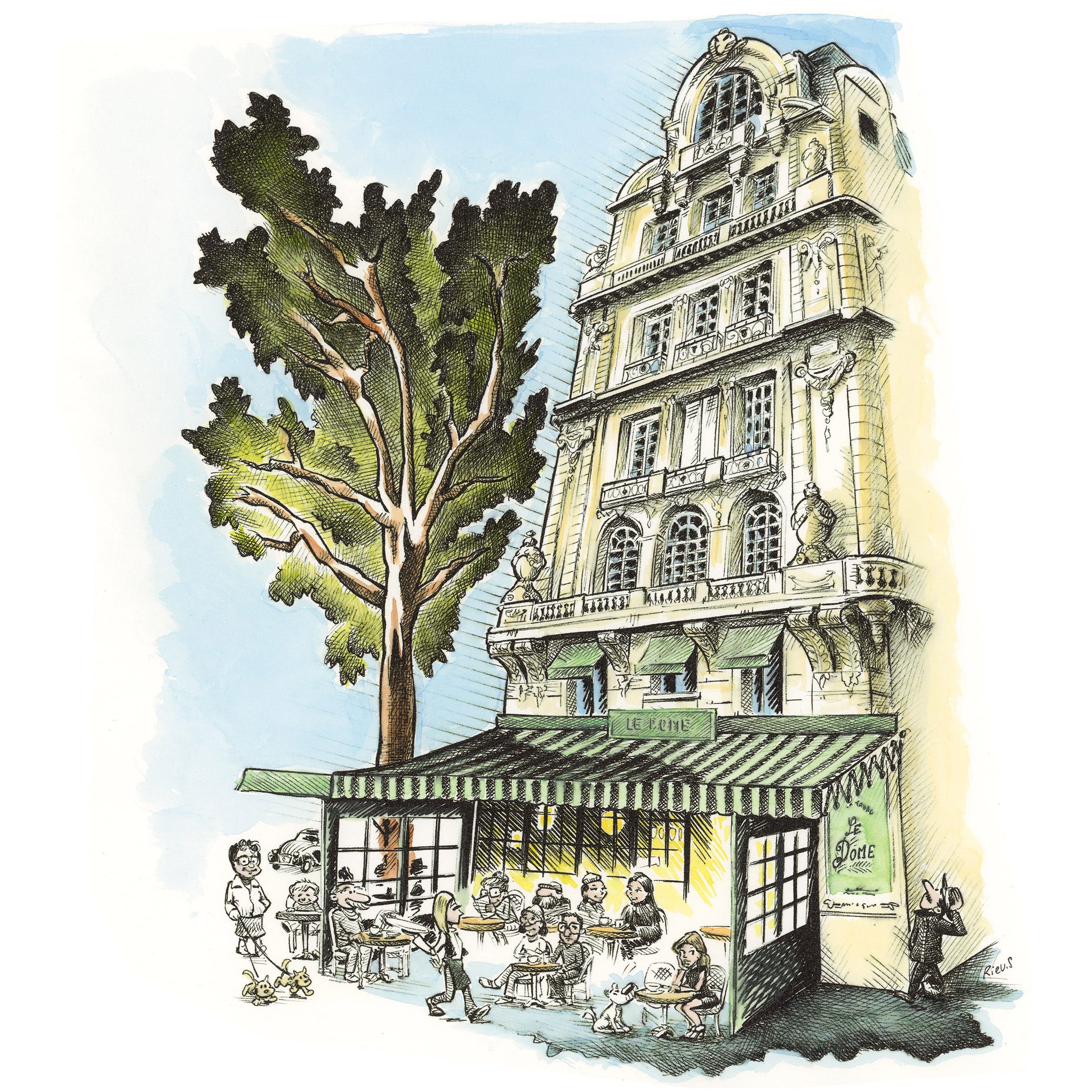 Le Dôme Montparnasse Paris — aquarelle Sébastien Rieu