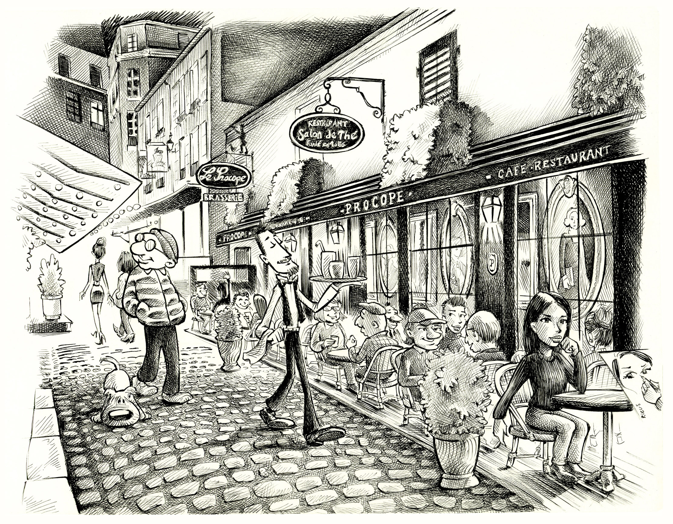Le Procope Paris — encre de Chine Sébastien Rieu