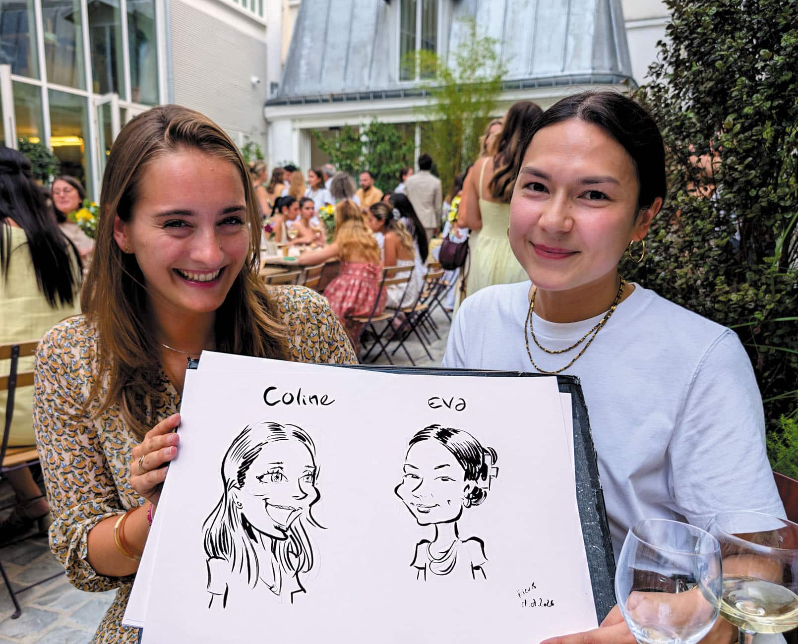 Portrait illustré réalisé lors d'un événement Caudalie à Paris