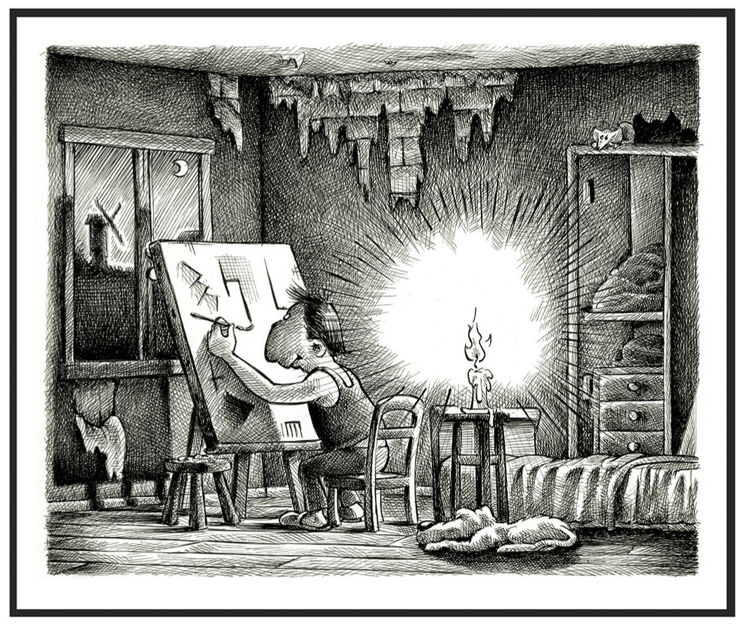Planche de bande dessinée dessinée à l&rsquo;encre par Sébastien Rieu