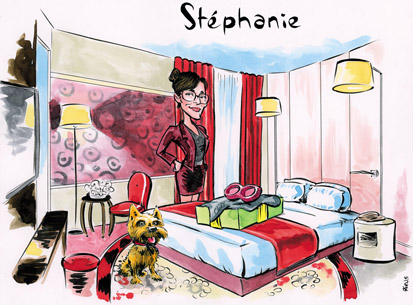 Portrait réalisé pour le Carlton Hotel Lyon, mis en scène dans une chambre
