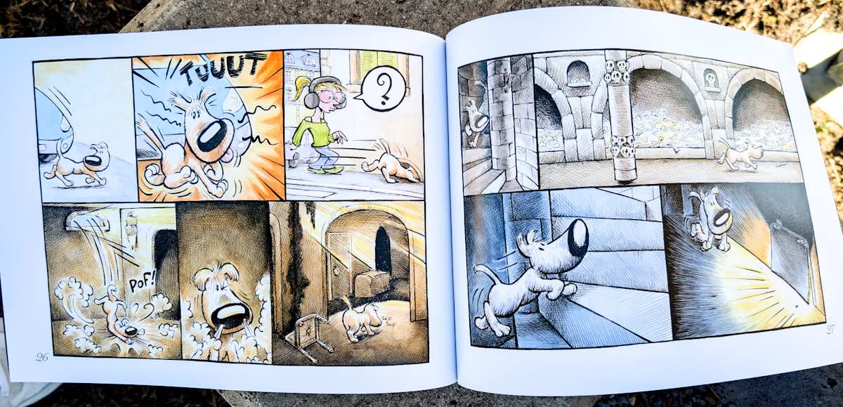 Vraie photo des pages de la bande dessinée Un Toutou perdu à Paris