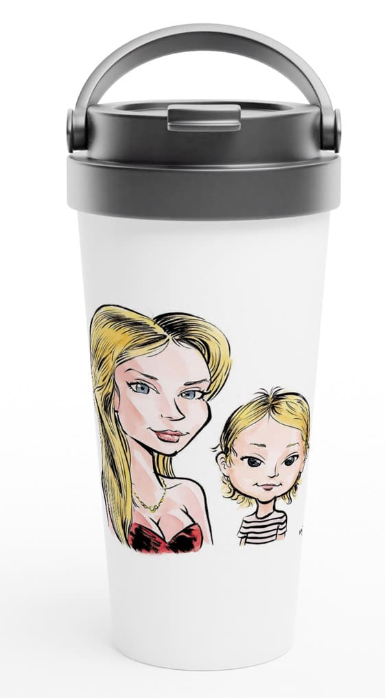 Tumbler personnalisé avec caricature maman et enfant