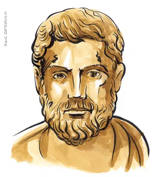 Portrait aquarelle sépia de Clisthène — Père de la démocratie — ~570–508 av. J.-C. · Sébastien Rieu
