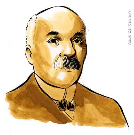 Portrait aquarelle sépia de Clemenceau — Homme d'État — 1841–1929 · Sébastien Rieu