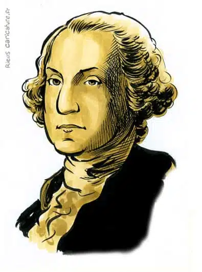 Portrait aquarelle sépia de George Washington — 1er Président — 1732–1799 · Sébastien Rieu