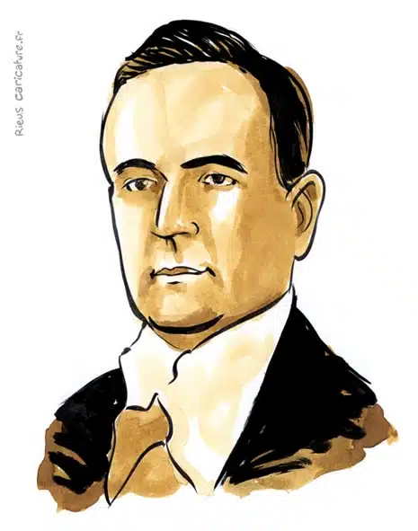 Portrait aquarelle sépia de Getúlio Vargas — Président — 1882–1954 · Sébastien Rieu