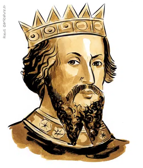 Portrait aquarelle sépia de Guillaume le Conquérant — Roi — 1028–1087 · Sébastien Rieu