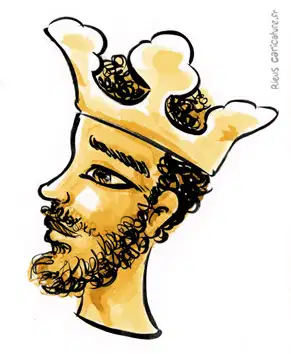Portrait aquarelle sépia de Kanga Moussa — Empereur du Mali — ~1280–1337 · Sébastien Rieu