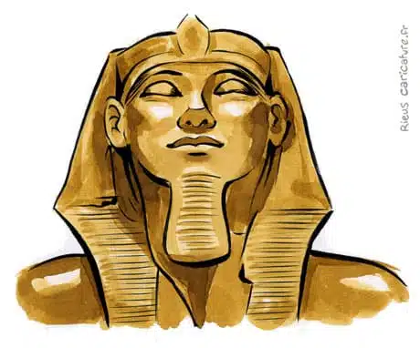 Portrait aquarelle sépia de Khéops — Pharaon — ~2589–2566 av. J.-C. · Sébastien Rieu