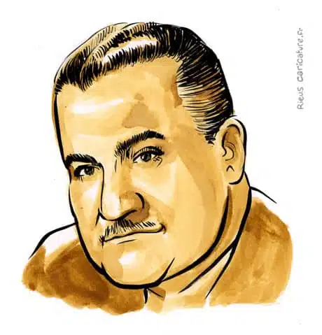 Portrait aquarelle sépia de Gamal Abdel Nasser — Président — 1918–1970 · Sébastien Rieu