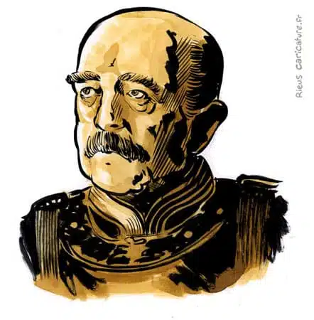 Portrait aquarelle sépia de Bismarck — Chancelier — 1815–1898 · Sébastien Rieu