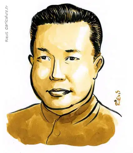 Portrait aquarelle sépia de Pol Pot — Dictateur — 1925–1998 · Sébastien Rieu