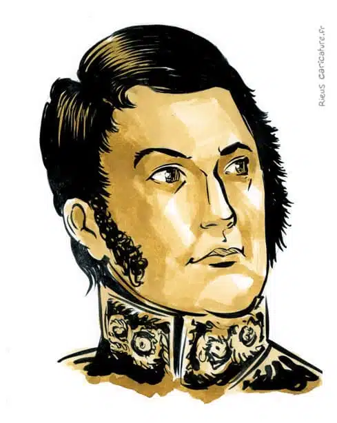 Portrait aquarelle sépia de José de San Martín — Libérateur d'Argentine — 1778–1850 · Sébastien Rieu