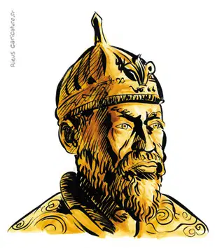 Portrait aquarelle sépia de Tamerlan — Conquérant turco-mongol — 1336–1405 · Sébastien Rieu