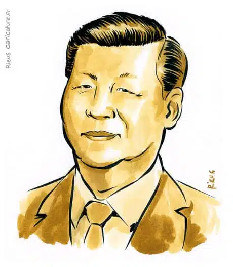 Portrait aquarelle sépia de Xi Jinping — Président — 1953– · Sébastien Rieu