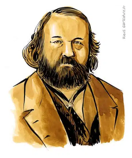 Portrait aquarelle sépia de Bakounine — Anarchiste — 1814–1876 · Sébastien Rieu